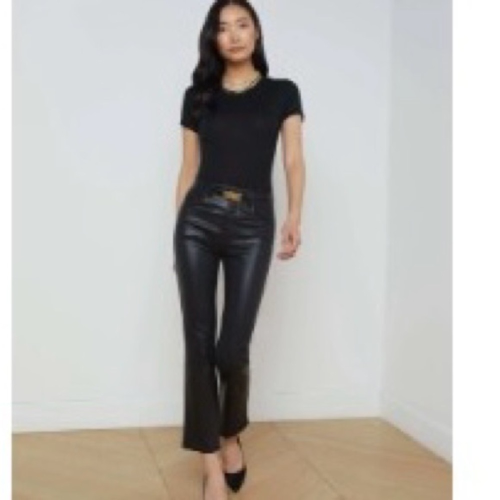 L'AGENCE Black Coated Bootcut  Denim Pants